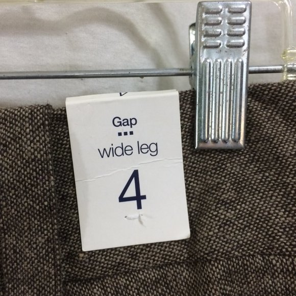 GAP Trousers NEW Wide Leg Brown Tweed Lined Wool Blend Pants Size 4 - Picture 2 of 5